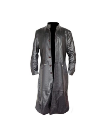 Mens Sexy Real Black Leather Long Trench Coat Matrix Goth Coats Gothic ...